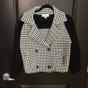 Magaschoni Black and White Houndstooth Coat